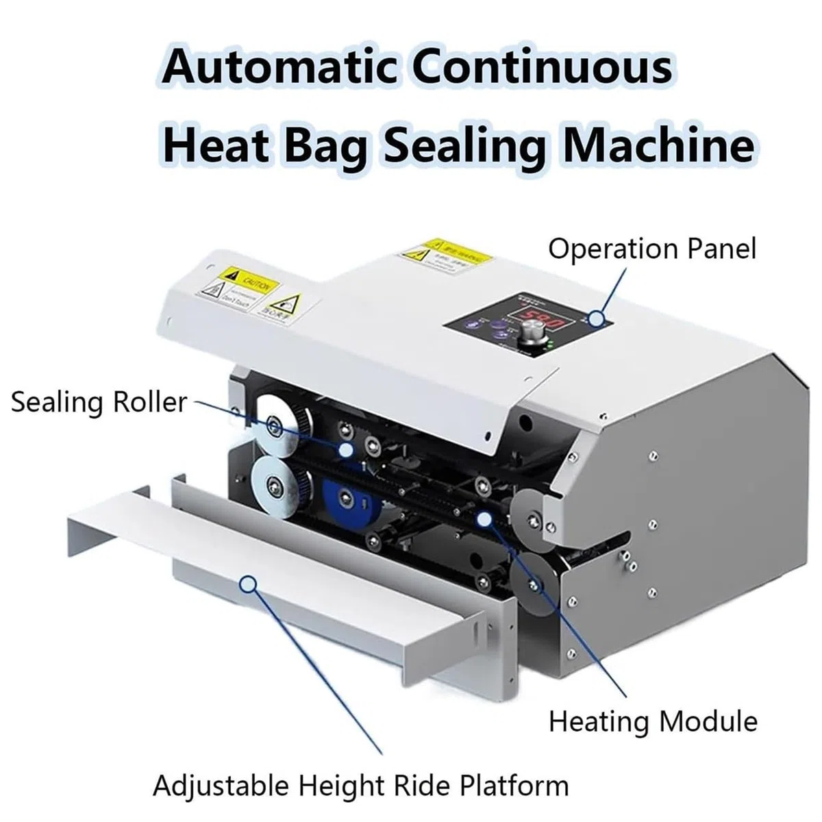 Selladora Automática de Bolsas por Calor Continuo, Selladora Horizontal de Bolsas de Alta Resistencia con Ajuste de Temperatura y Velocidad, Selladora de Plástico para Galletas, Pequeñas Tiendas