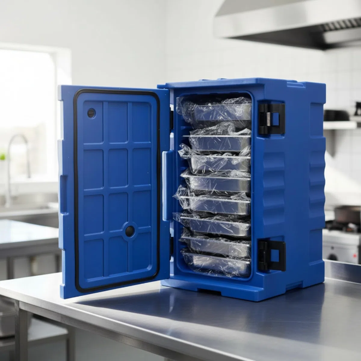 Harilla Portador de Comidas Aislado Contenedor de Comidas Gabinete Térmico Armario de Alimentos Carro de Catering con Control de y Frío Prolongado Adecuado para Comedores Cocinas Comerciales