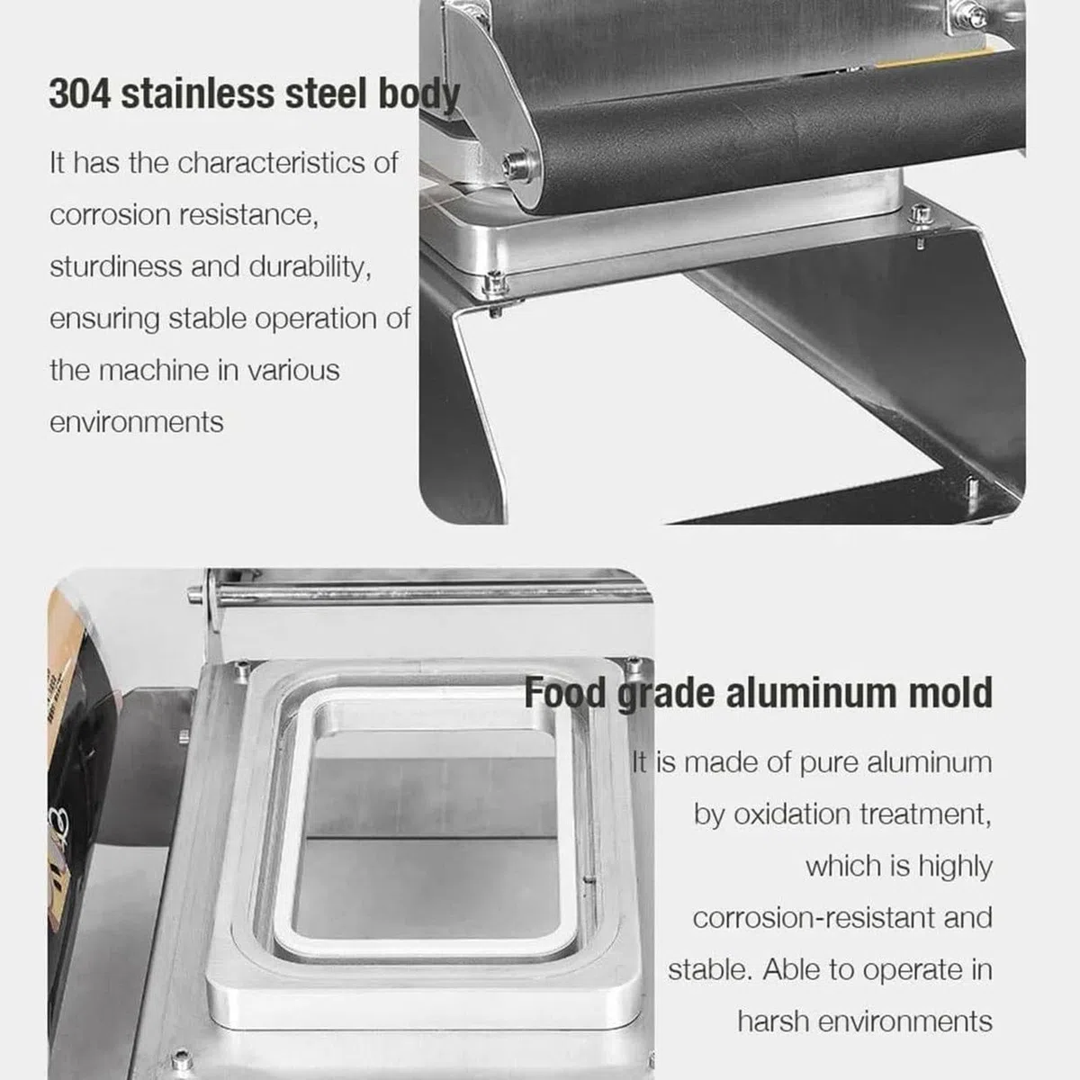 Máquina selladora al vacío, sellador compacto para bandejas de alimentos para carnes jugosas, sopas, salsas y adobos, 14 x 14 cm, sellador de calor rápido para alimentos líquidos