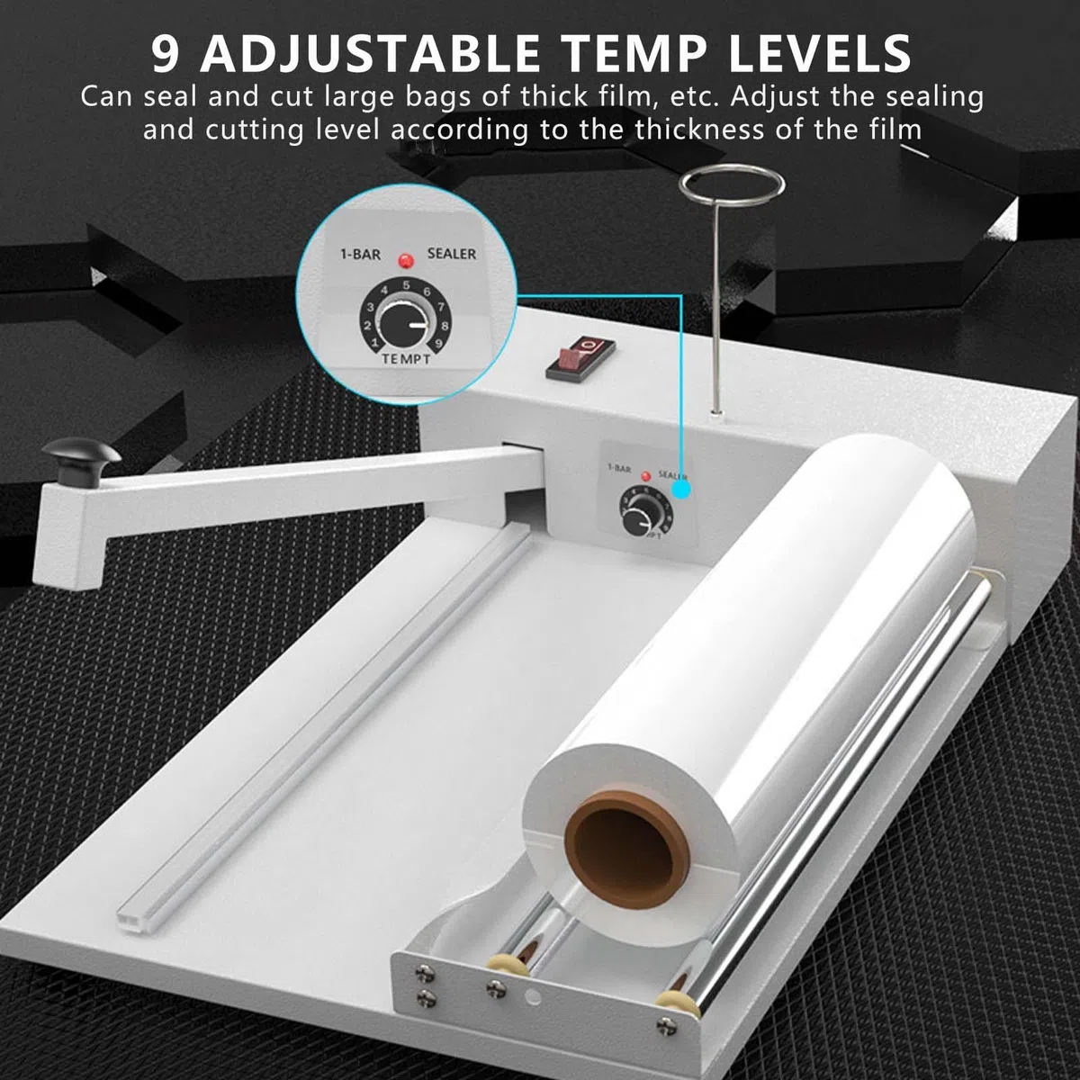 Máquina cortadora manual de sellado térmico para embalaje comercial, sellador de envoltura de película retráctil, perfecta para cajas de té y embalaje de alimentos, 60 cm de longitud