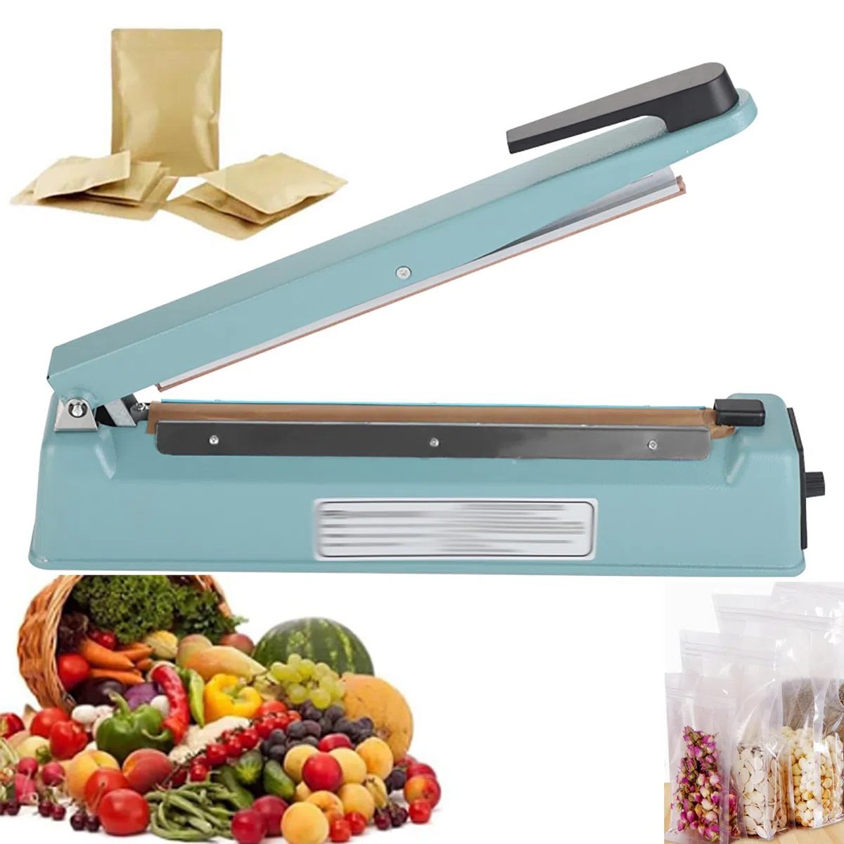 Sellador Térmico por Impulso, Máquina Selladora Portátil De 2/5/8 Mm, Longitud De Sellado 30 Cm/Rango De Control De Temperatura: 50-120 ℃, para Envasar Alimentos