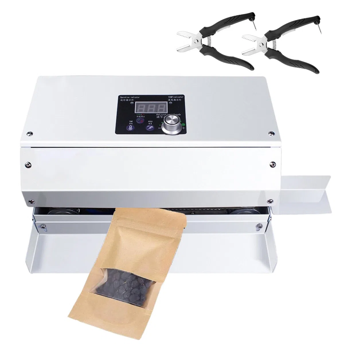 Máquina selladora al vacío, dispositivo automático de sellado de alimentos con velocidad de 6 m/min para bolsas de plástico y aluminio, uso comercial, solución eficiente de almacenamiento de alimentos