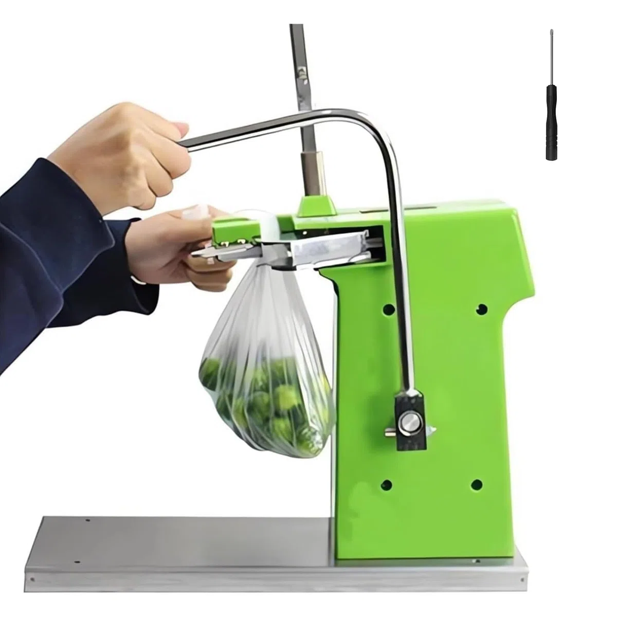 Selladora manual de bolsas con presión ajustable, clavos y tuercas de aluminio para bolsas de plástico, supermercados, panaderías y cafeterías