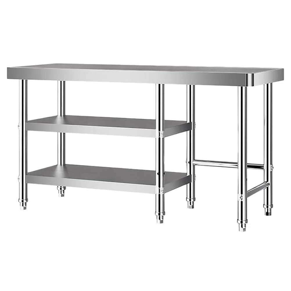 Mesa Acero Inoxidable Mesa De Trabajo Acero Inoxidable Banco De Trabajo De 3 Estantes Mesa De Trabajo De Cocina De Acero Inoxidable 130x60x80cm