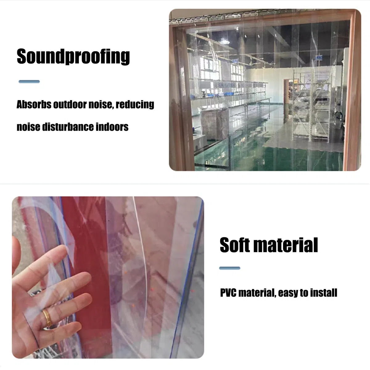Cortina de PVC transparente para puertas frigoríficas y divisorias de 200-300 cm (130 cm, 210 cm)