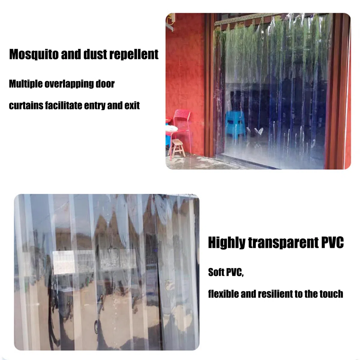Cortina de PVC transparente para puertas frigoríficas y divisorias de 200-300 cm (130 cm, 210 cm)