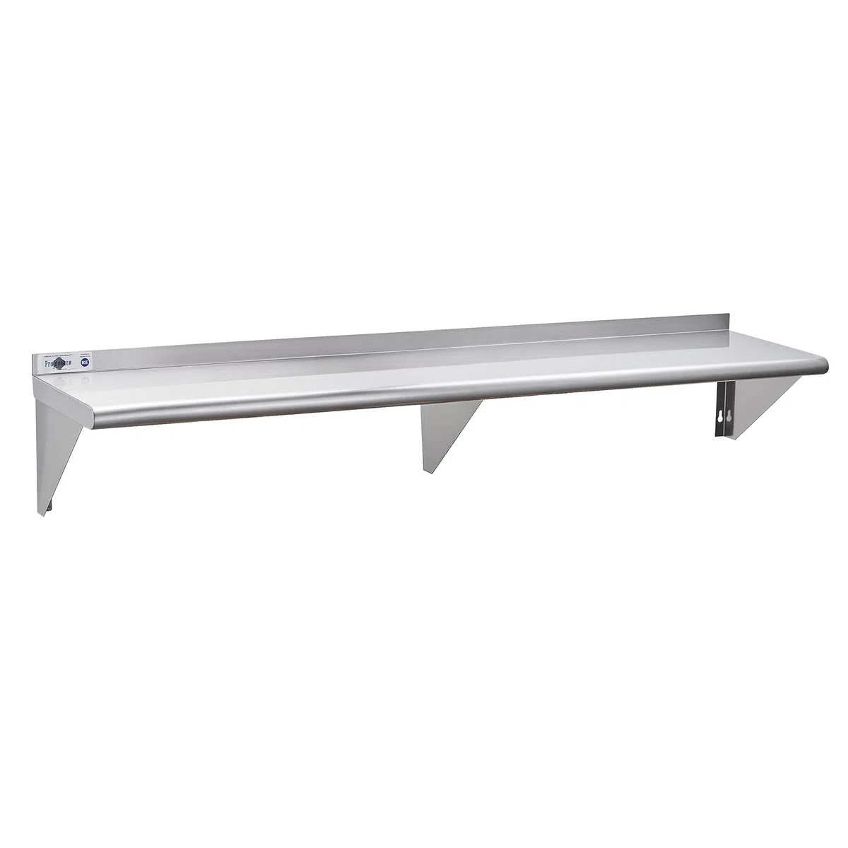 Profeeshaw NSF - Estante de acero inoxidable de 14 x 72 pulgadas, estantes comerciales de 450 libras, estantería de metal montada en la pared con protector contra salpicaduras y 2 soportes para