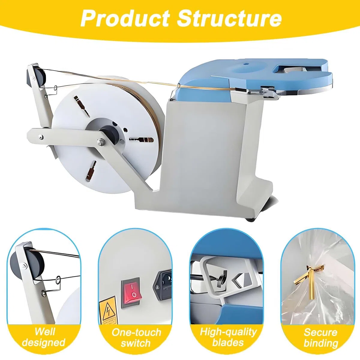 Máquina automática de atado por torsión, máquina de atar alimentos para regalos de panadería y dulces, herramienta semiautomática de alambre con círculo de apriete, fácil de usar