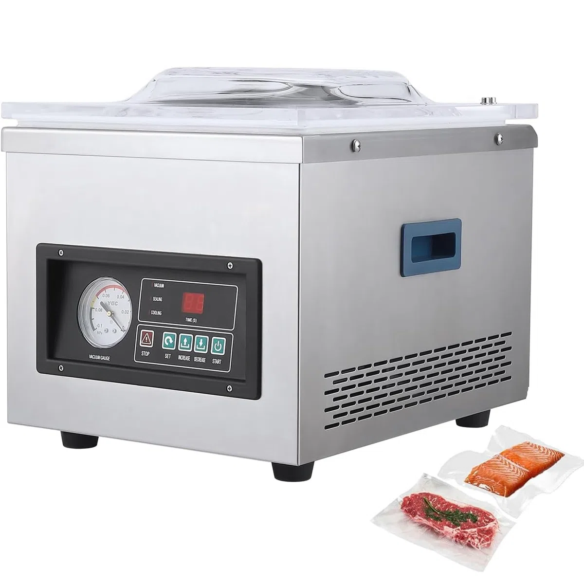 Máquina selladora al vacío de cámara de 370 W, longitud de sellado de 260 mm, para alimentos húmedos, carnes, adobos y preparación de comidas para uso comercial y doméstico