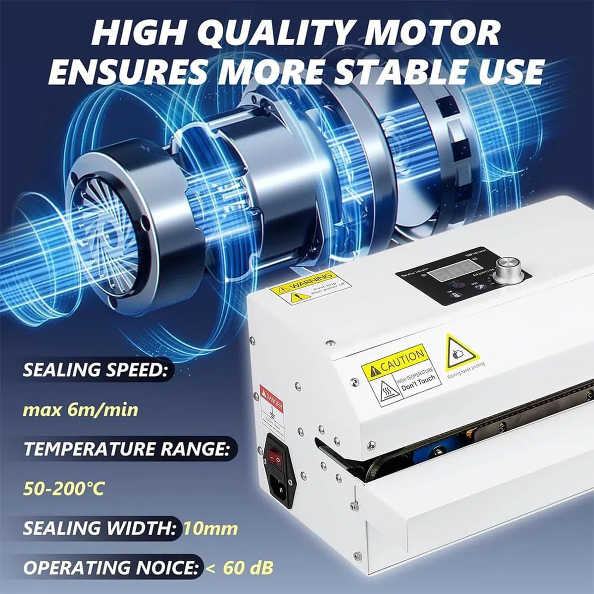 Selladora Automática de Bolsas por Calor Continuo, Selladora Horizontal de Bolsas de Alta Resistencia con Ajuste de Temperatura y Velocidad, Selladora de Plástico para Galletas, Pequeñas Tiendas