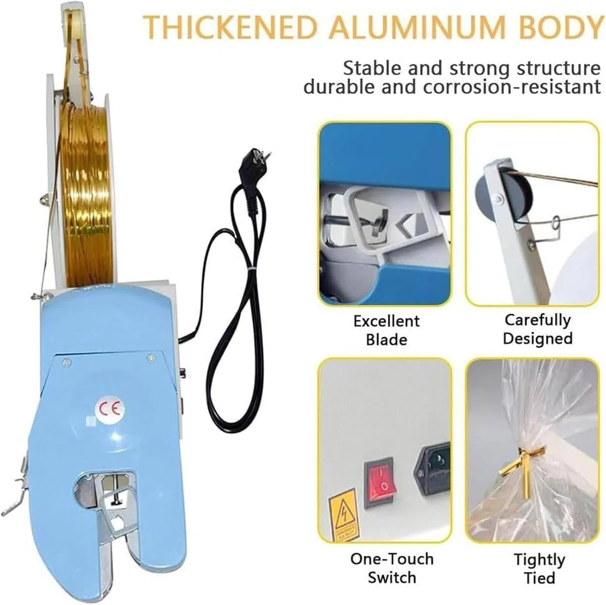 Máquina selladora eléctrica de bolsas, cierre portátil semiautomático para agrupar y embalar, perfecto para supermercados, panaderías, granjas y uso minorista