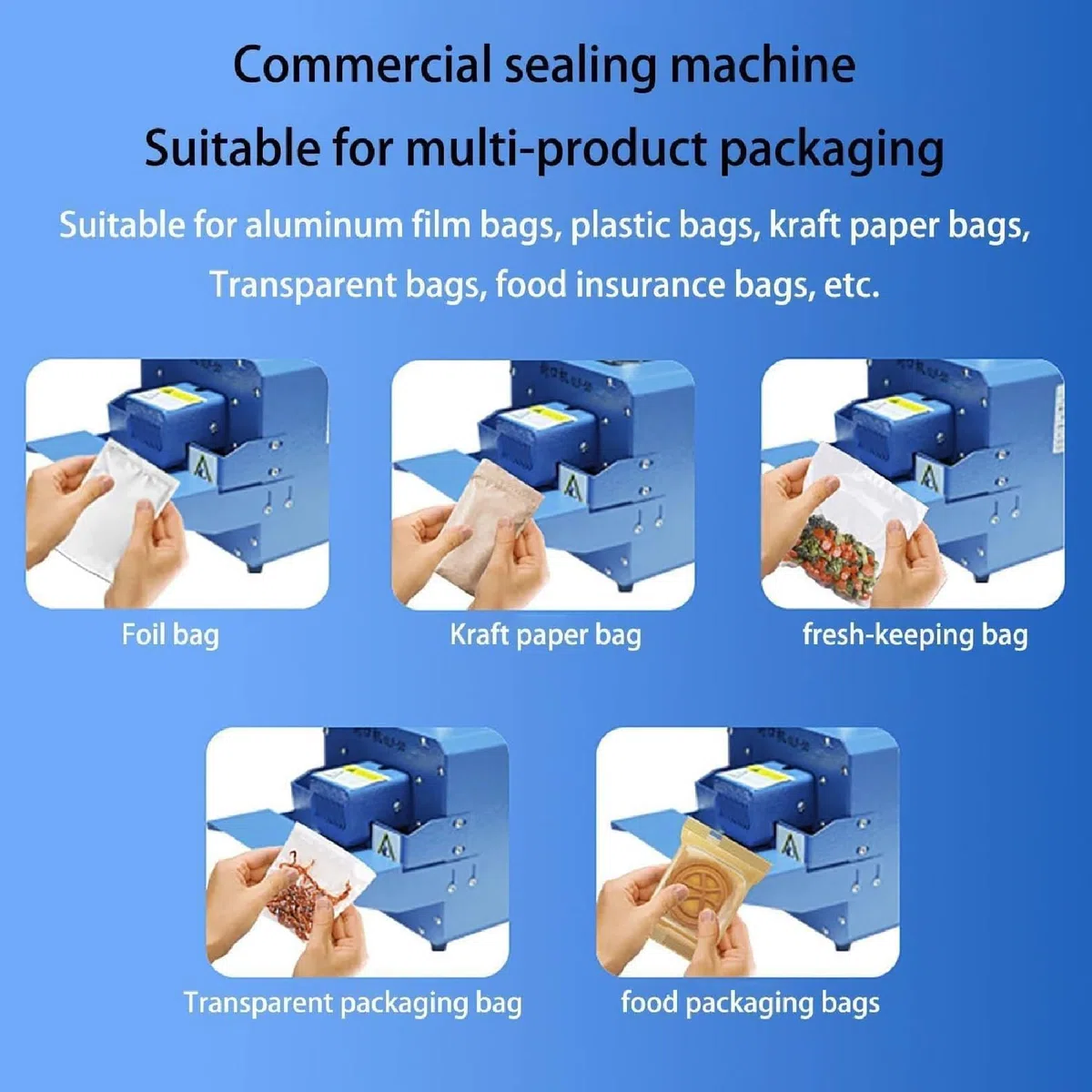 Máquina automática de sellado térmico de 300 W, máquina selladora continua industrial de 5 m/min, bolsa de aluminio, bolsa de papel kraft